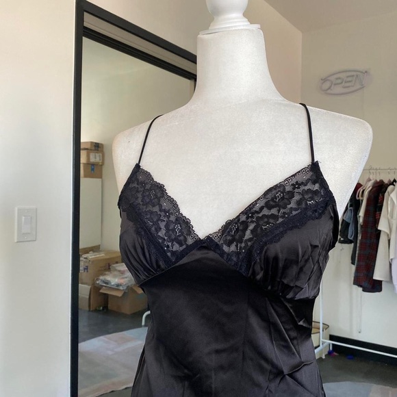 Spaghetti Strap V-Neck Lace-Trim A-Line Mini Dress - Picture 3 of 4